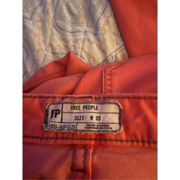New Free People Women's Tangerine Orange Skinny Leg Cut Jeans Size 25 - Picture 15 of 16